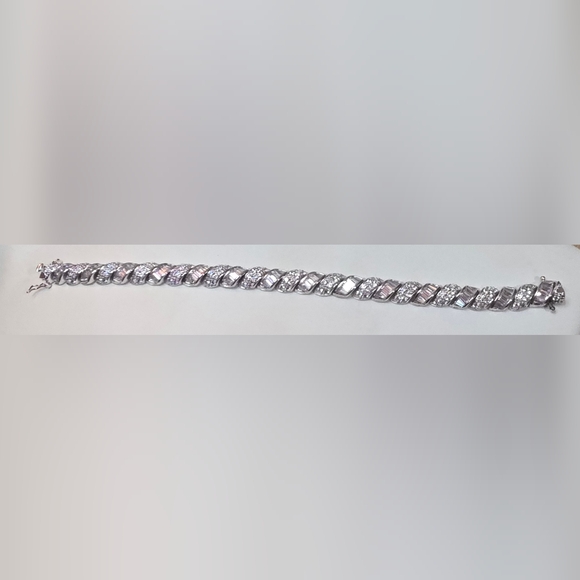 5 CT CZ 925 DIAMOND STERLING SILVER TENNIS  BRACELET 8 Inches 25.14 Grams - Picture 3 of 6